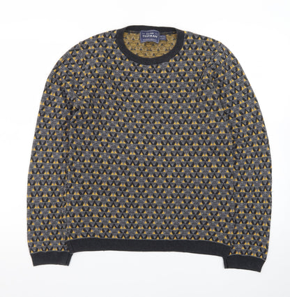 Topman Men's Grey Geometric Knit Crew Neck Pullover Jumper Size S