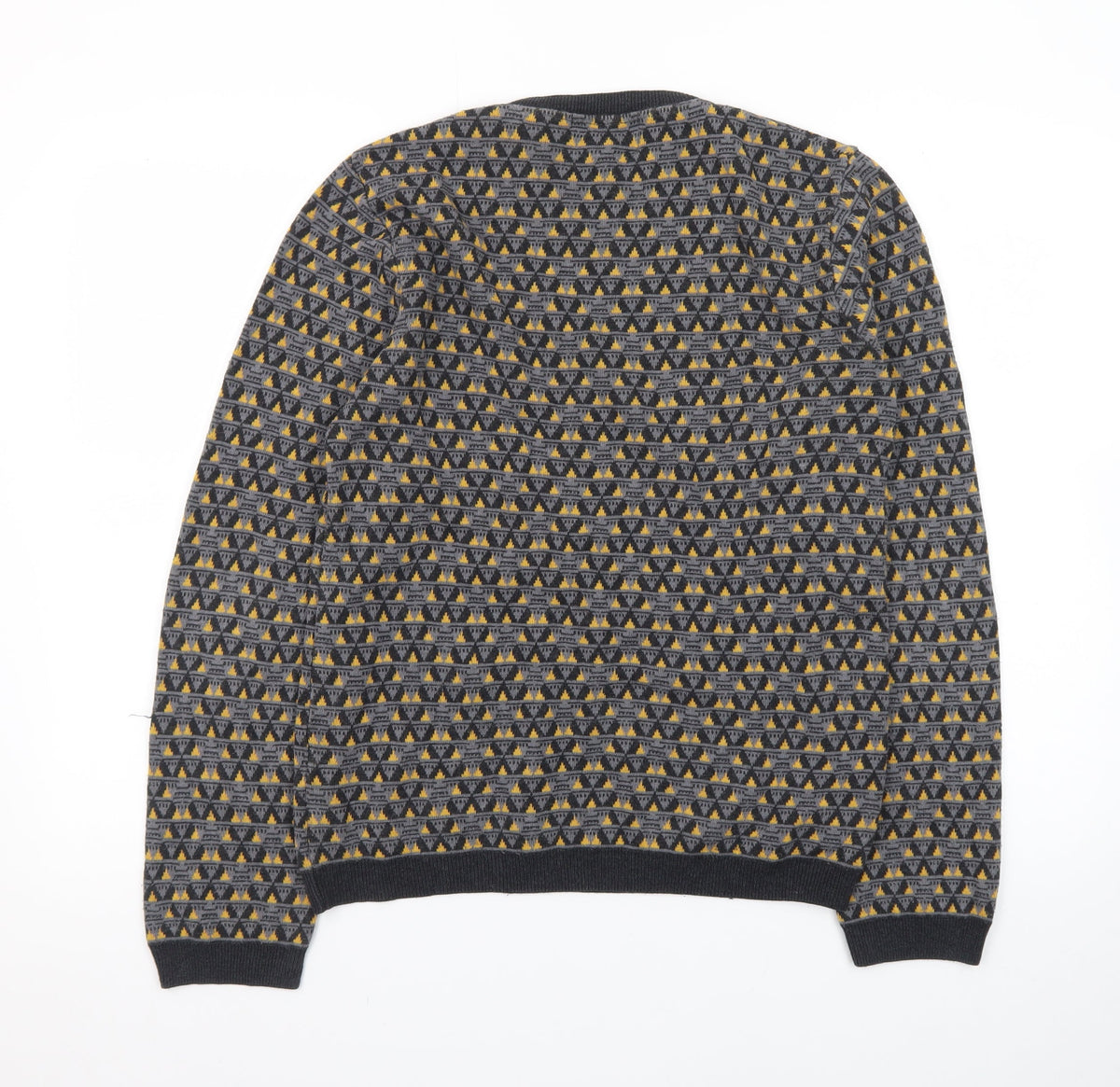 Topman Men's Grey Geometric Knit Crew Neck Pullover Jumper Size S