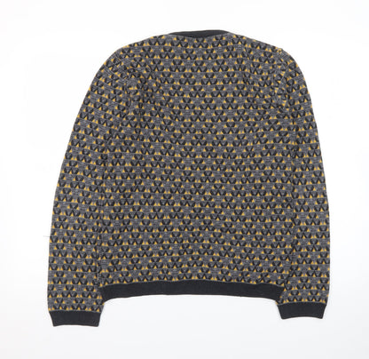 Topman Men's Grey Geometric Knit Crew Neck Pullover Jumper Size S