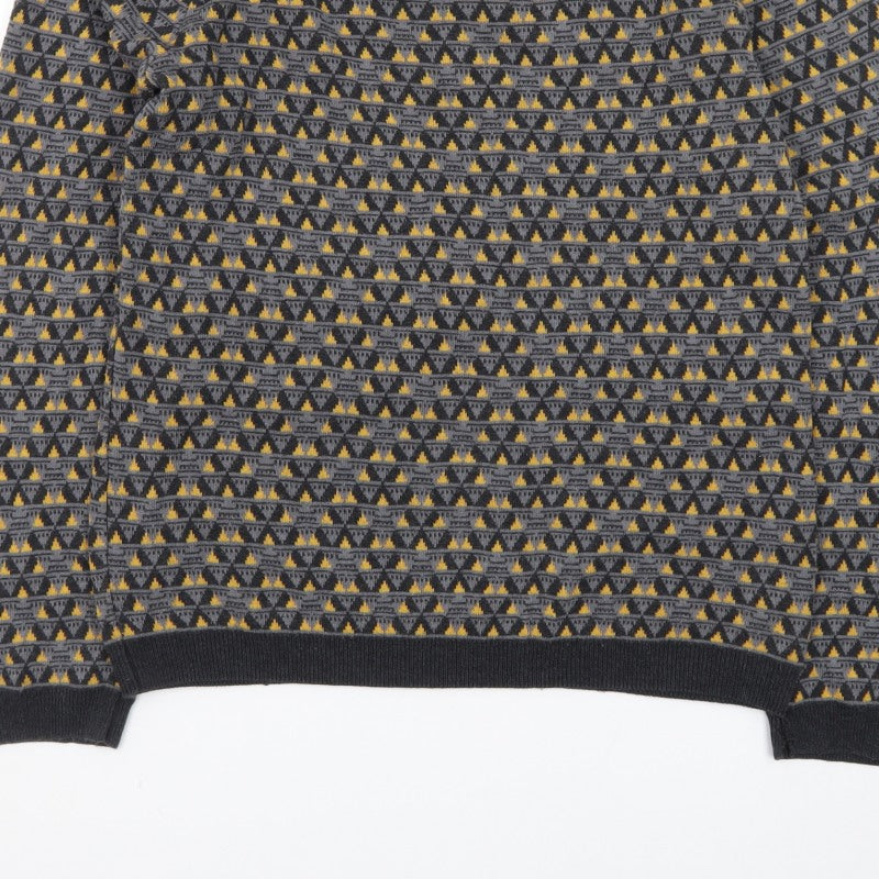 Topman Men's Grey Geometric Knit Crew Neck Pullover Jumper Size S