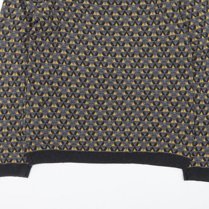 Topman Men's Grey Geometric Knit Crew Neck Pullover Jumper Size S