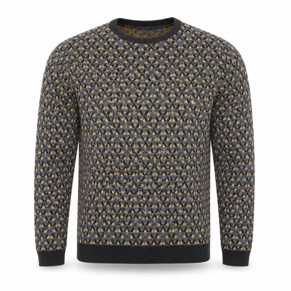 Topman Men's Grey Geometric Knit Crew Neck Pullover Jumper Size S