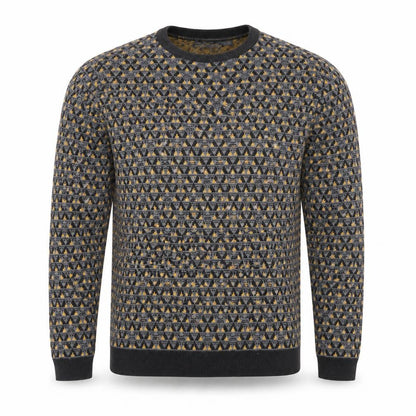 Topman Men's Grey Geometric Knit Crew Neck Pullover Jumper Size S