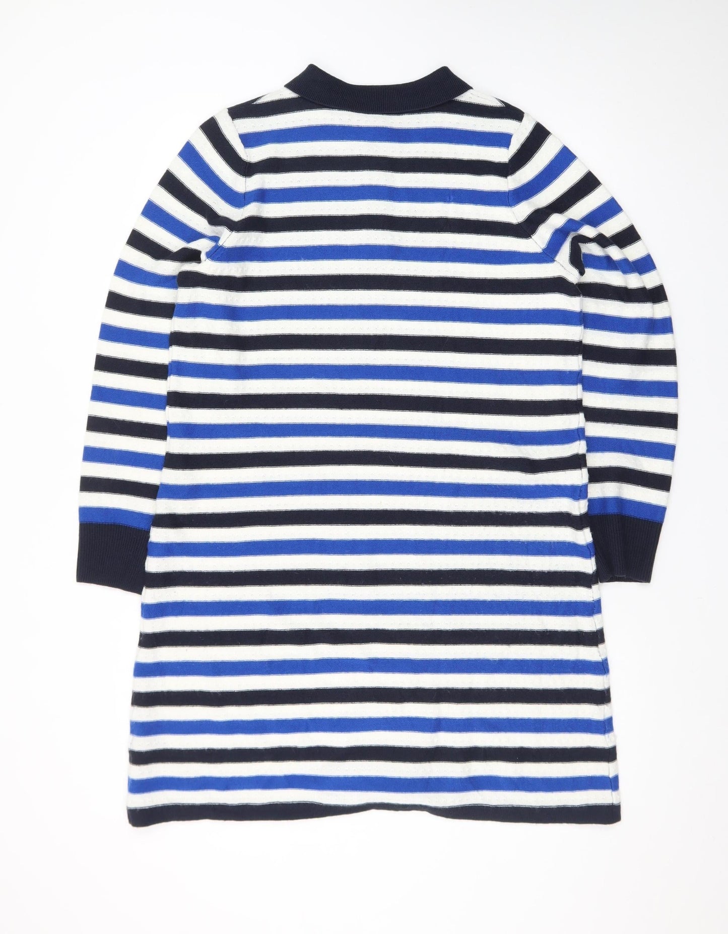 Tu Women Blue Striped Collared Knit Shirt Dress Size 16