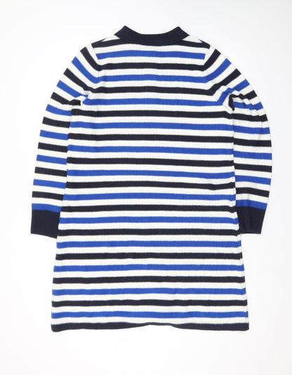 Tu Women Blue Striped Collared Knit Shirt Dress Size 16