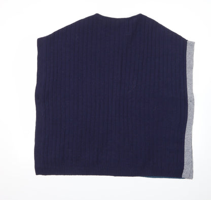 White Stuff Women Blue Wool Blend Cape Jumper S Sleeveless Knit