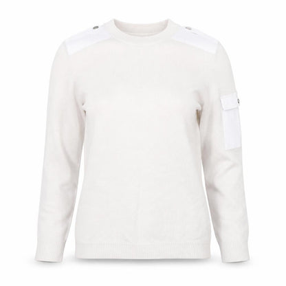 Ted Baker Women Ivory Crew Neck Cotton Pullover Jumper Size 10
