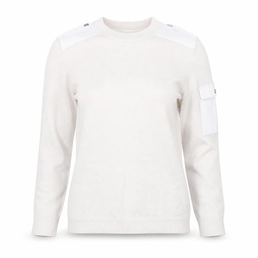 Ted Baker Women Ivory Crew Neck Cotton Pullover Jumper Size 10