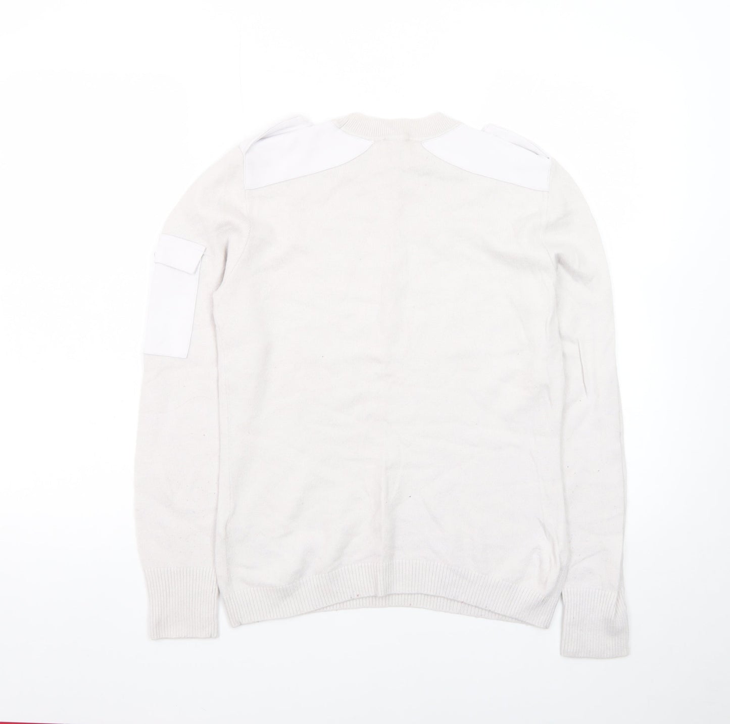 Ted Baker Women Ivory Crew Neck Cotton Pullover Jumper Size 10