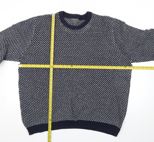 Limited Edition Men's Blue Cotton Blend Crew Neck Pullover XXL