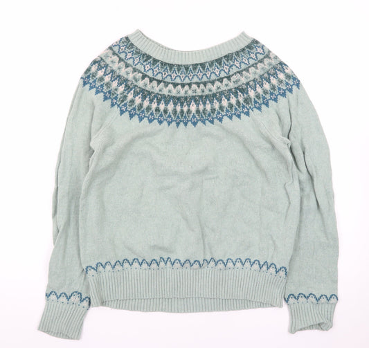 Fat Face Women’s Green Fair Isle Knit Jumper Size 12