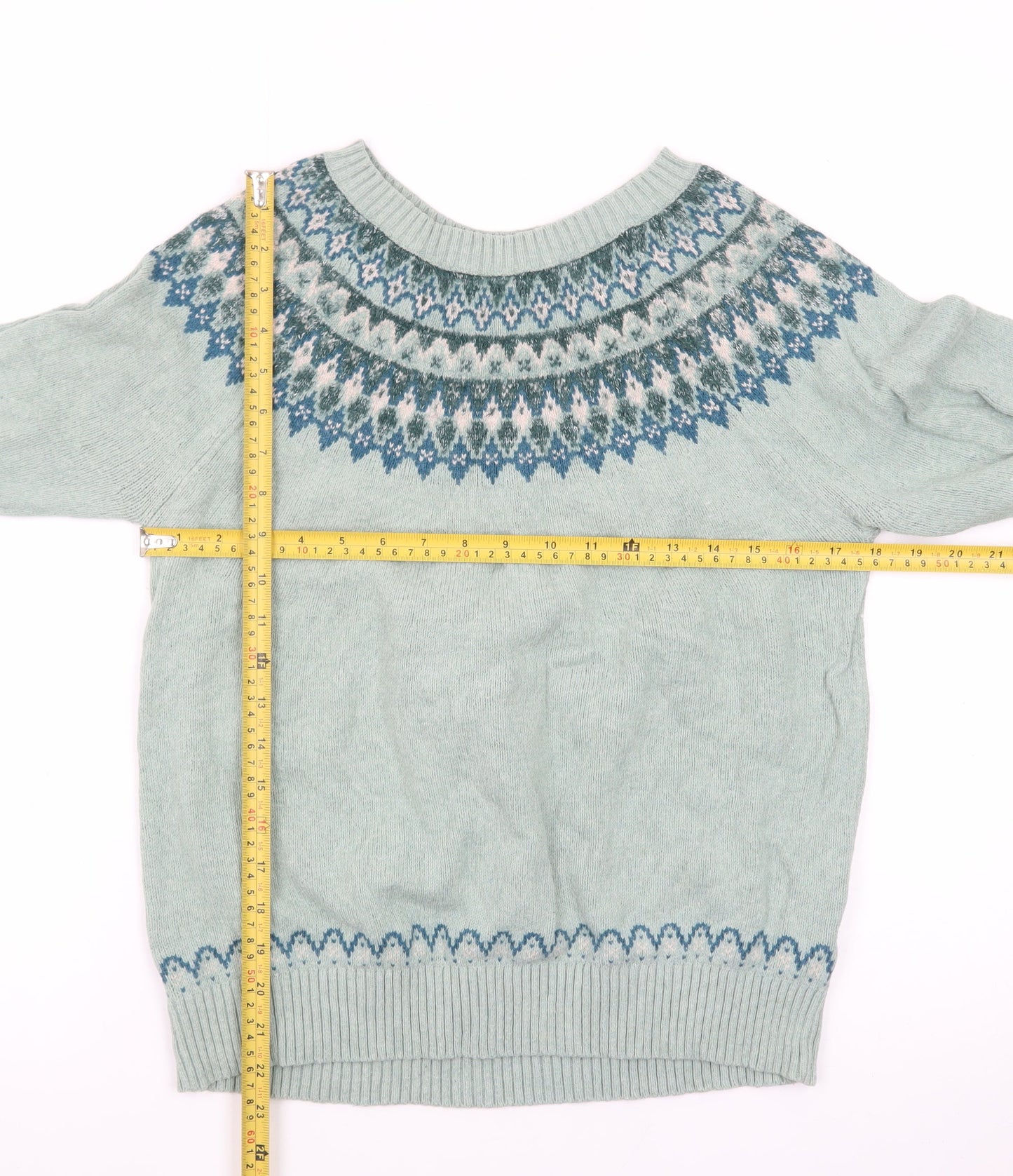 Fat Face Women’s Green Fair Isle Knit Jumper Size 12