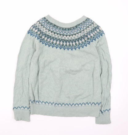 Fat Face Women’s Green Fair Isle Knit Jumper Size 12