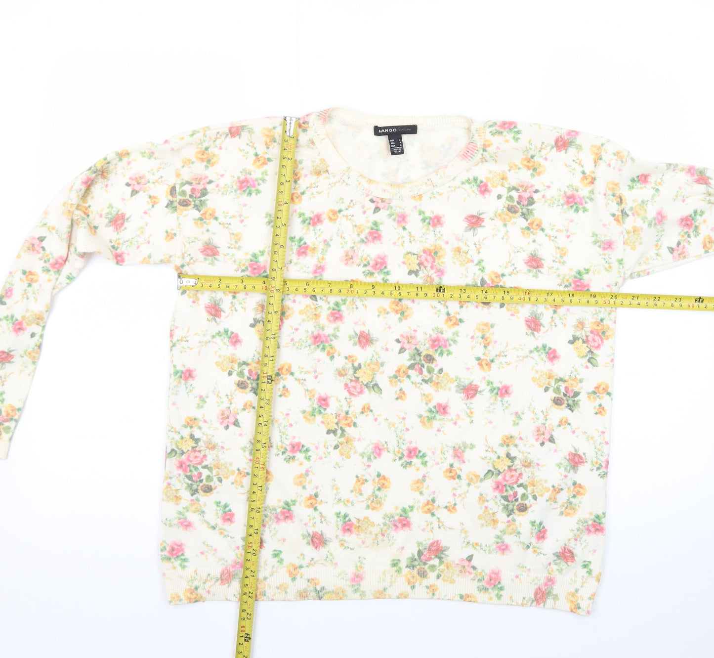 Mango Women’s Multicoloured Floral Crew Neck Jumper Size 12