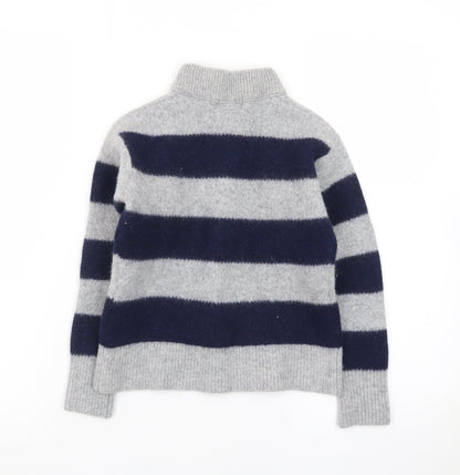 Uniqlo x Comptoir des Cotonniers Womens Grey XS Striped Roll Neck Jumper