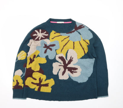 White Stuff Women's Multicoloured Floral Wool Jumper UK 18