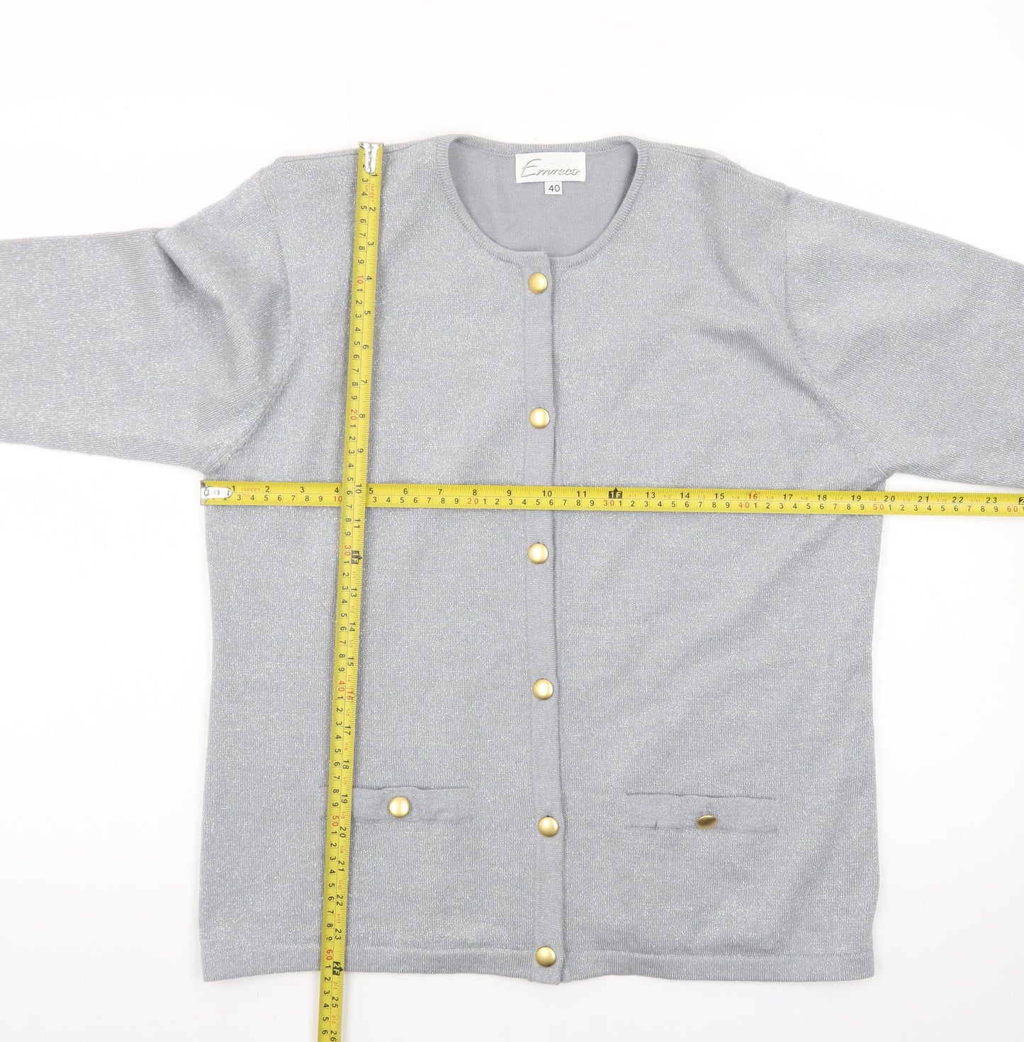Emreco Women's Grey Wool Blend Button Cardigan Size 18