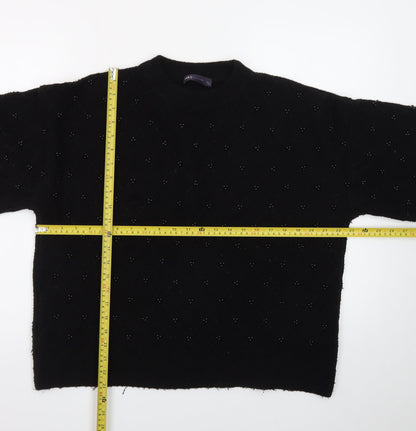 Marks and Spencer Womens Black Wool Beaded Pullover Jumper Size L