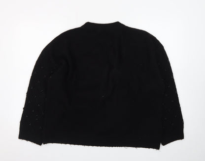 Marks and Spencer Womens Black Wool Beaded Pullover Jumper Size L