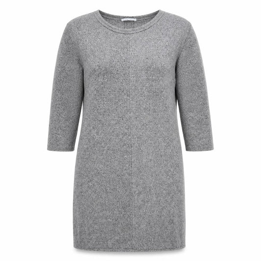 Zara Women Grey Knit Shift Dress XL 3/4 Sleeve Casual Workwear
