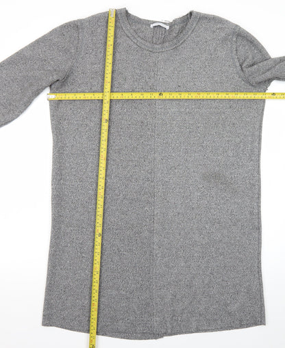 ZARA Women Grey Knit Shift Dress XL 3/4 Sleeve Casual Workwear