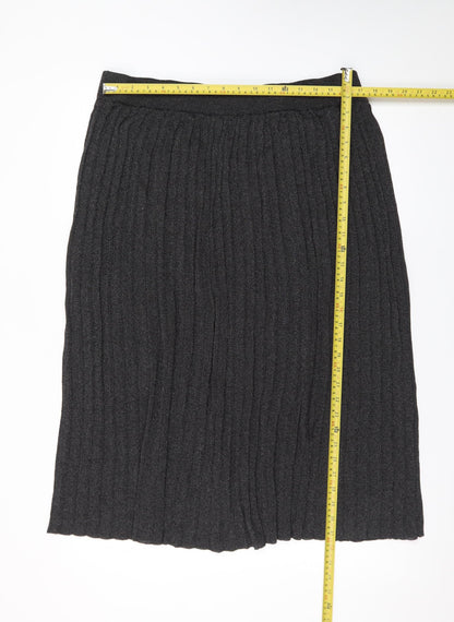 F&F Women’s Grey Pleated Knit Midi Skirt Size 20