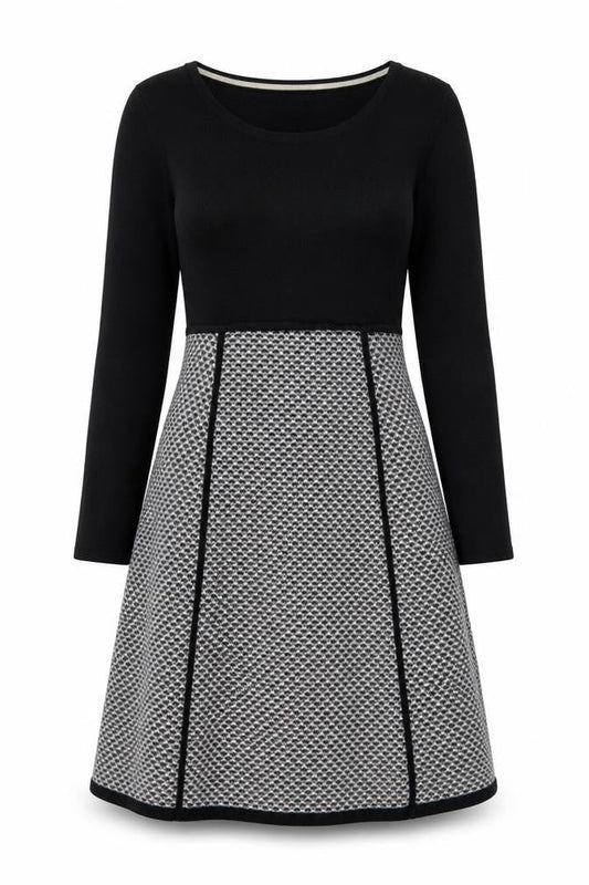Adrienne Vittadini Women's Black Wool A-Line Dress Size S