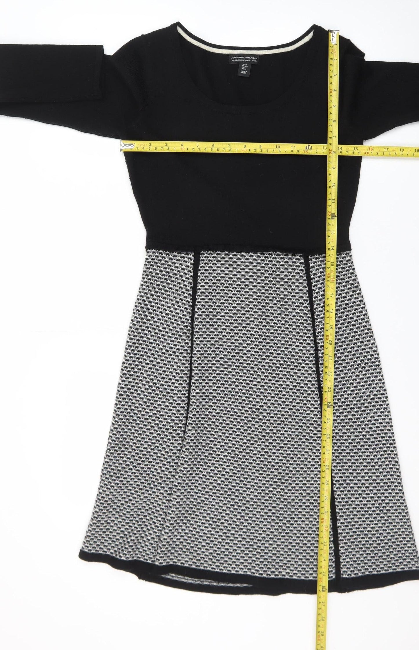 Adrienne Vittadini Women's Black Wool A-Line Dress Size S