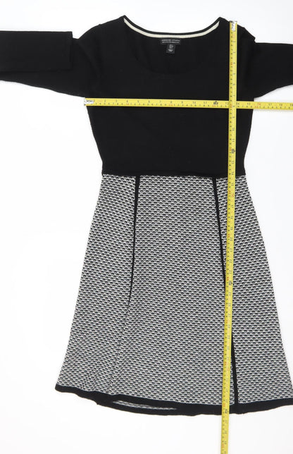 Adrienne Vittadini Women's Black Wool A-Line Dress Size S