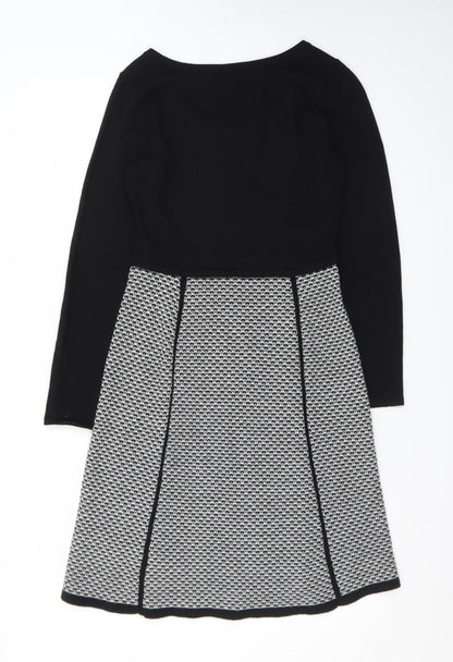 Adrienne Vittadini Women's Black Wool A-Line Dress Size S