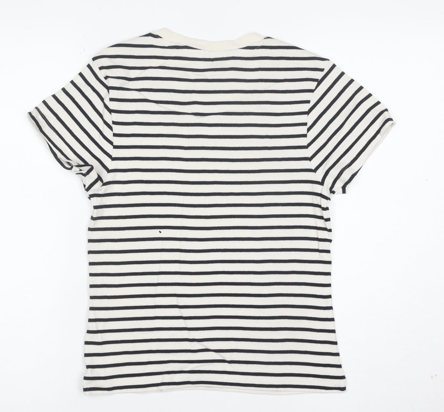 Marks and Spencer Women's Black & White Striped Cotton T-Shirt Size 12
