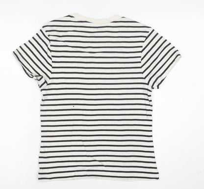 Marks and Spencer Women's Black & White Striped Cotton T-Shirt Size 12