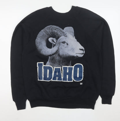 Tultex Men's Black Idaho Graphic Animal Print Sweatshirt Large