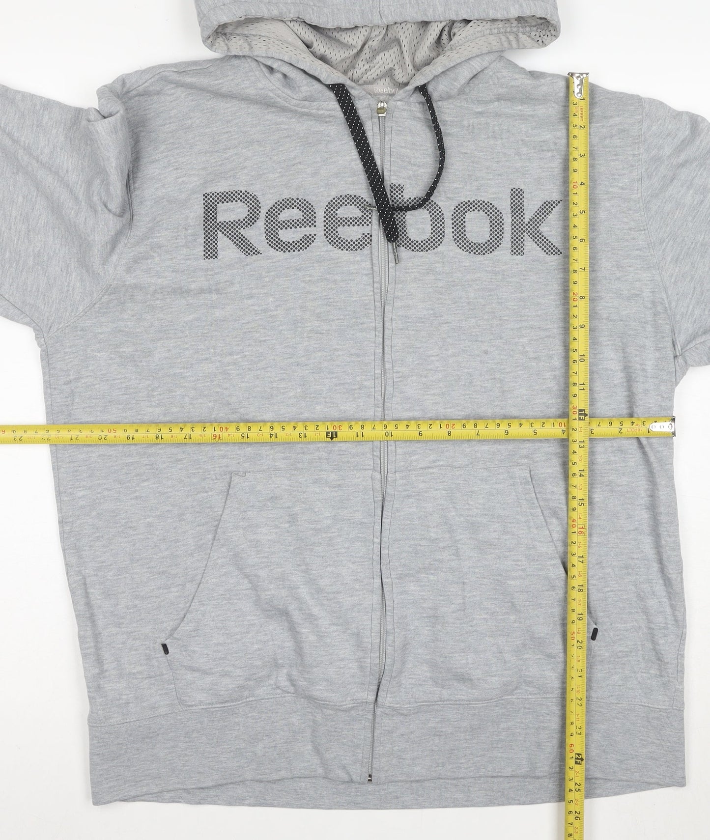 Reebok Men Grey Full Zip Hoodie Size M Regular Fit Sportswear