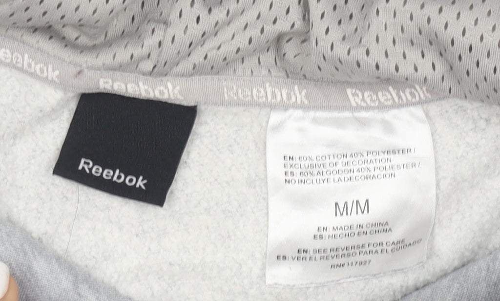Reebok Men Grey Full Zip Hoodie Size M Regular Fit Sportswear