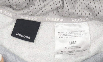 Reebok Men Grey Full Zip Hoodie Size M Regular Fit Sportswear