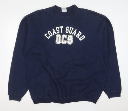 The Cotton Exchange Mens Navy Blue XL Crew Neck College Sweatshirt