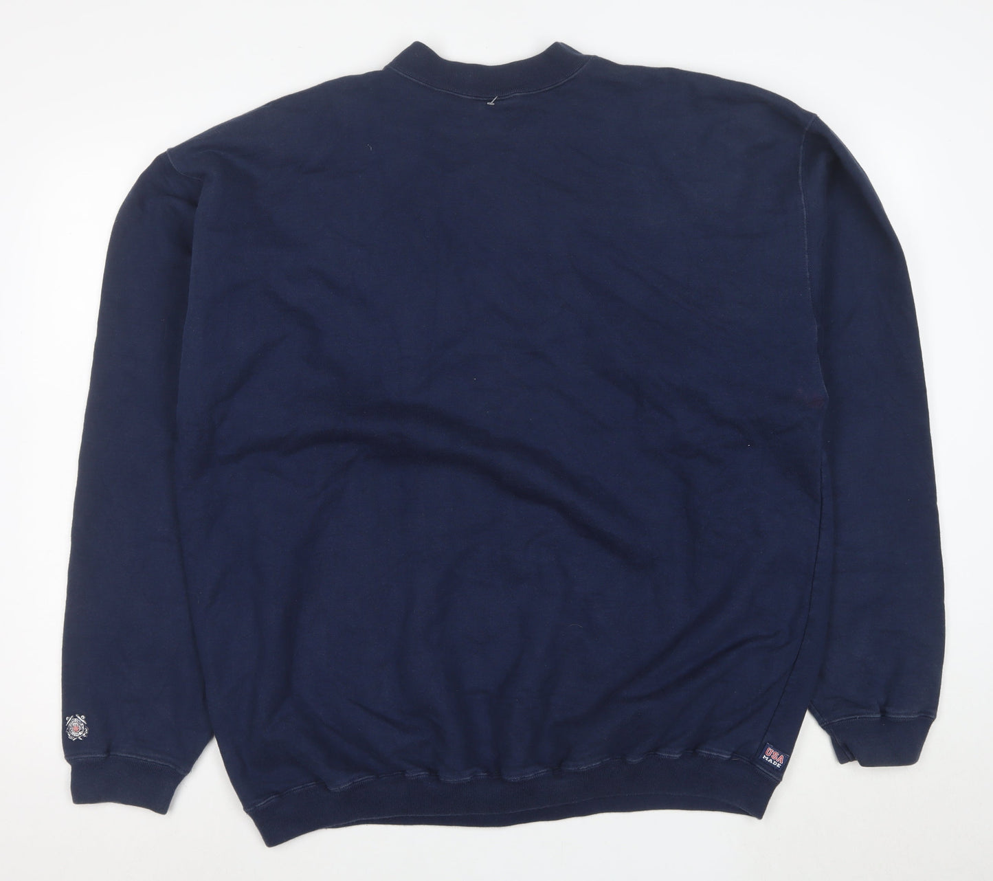 The Cotton Exchange Mens Navy Blue XL Crew Neck College Sweatshirt