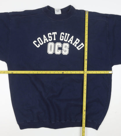 The Cotton Exchange Mens Navy Blue XL Crew Neck College Sweatshirt