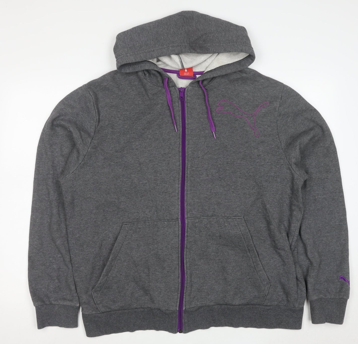 Puma Women Grey Full Zip Hoodie XL Cotton Blend Casual Sportswear