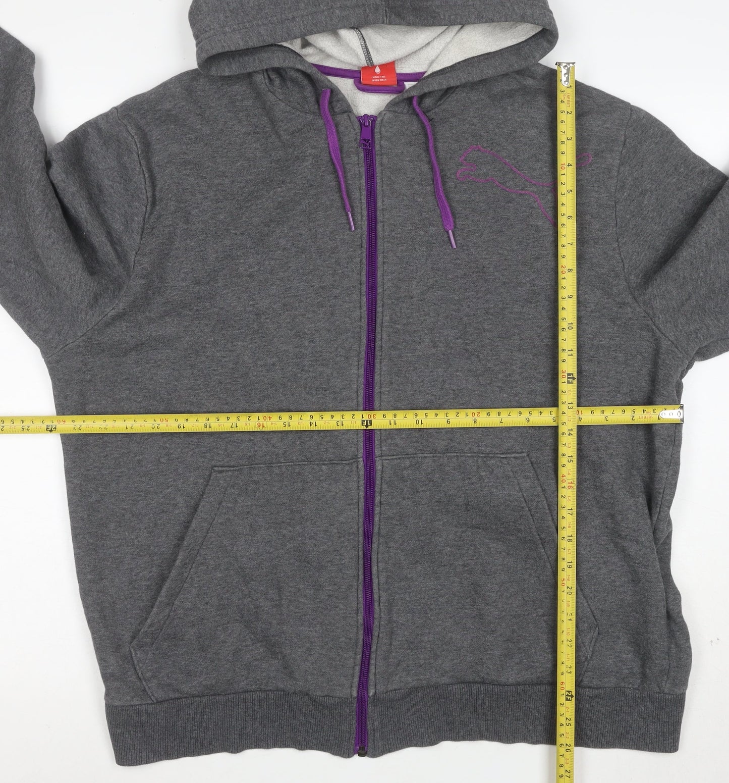 Puma Women Grey Full Zip Hoodie XL Cotton Blend Casual Sportswear