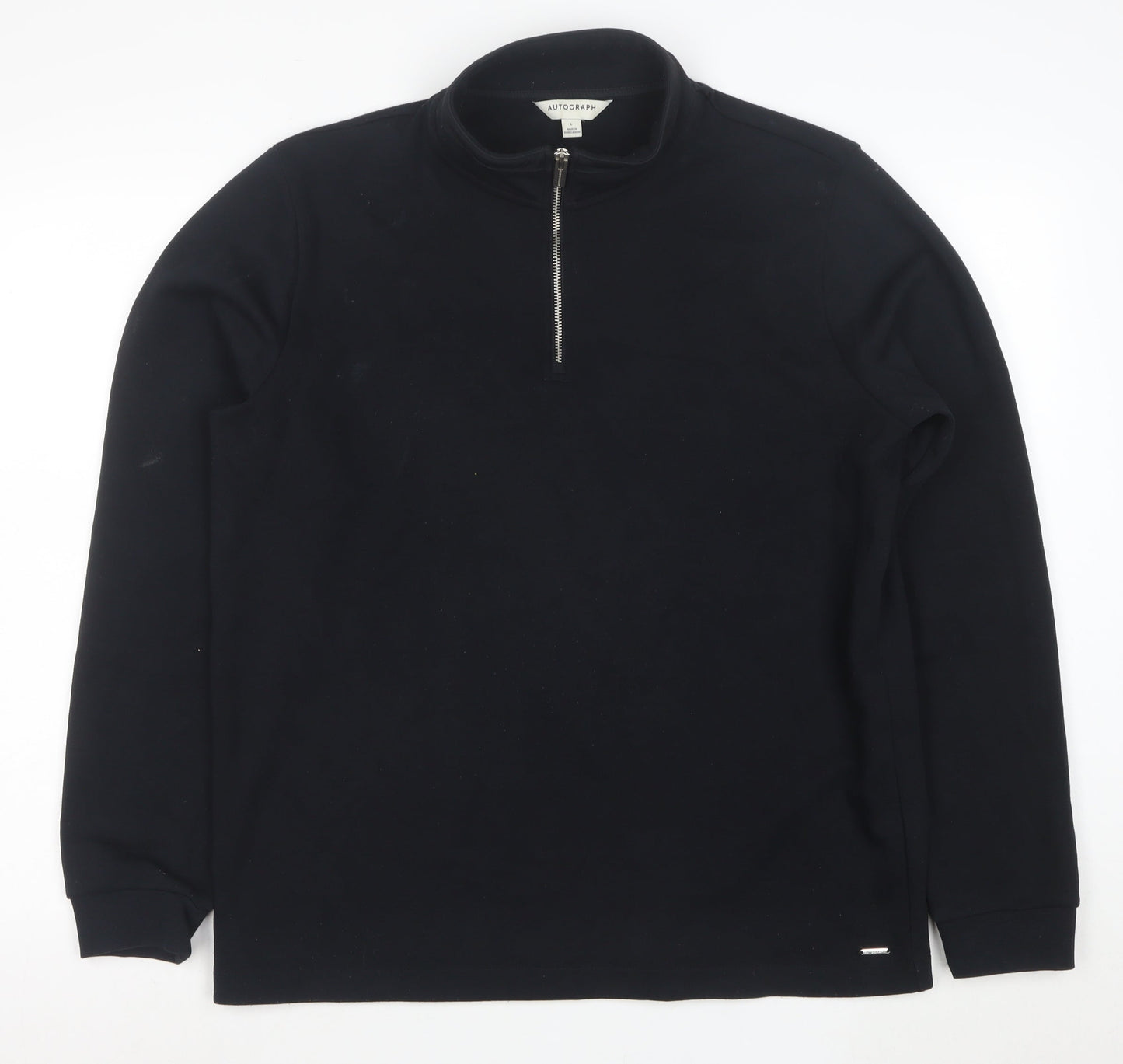 Marks and Spencer Autograph Men's Black L 1/2 Zip Fleece Sweatshirt