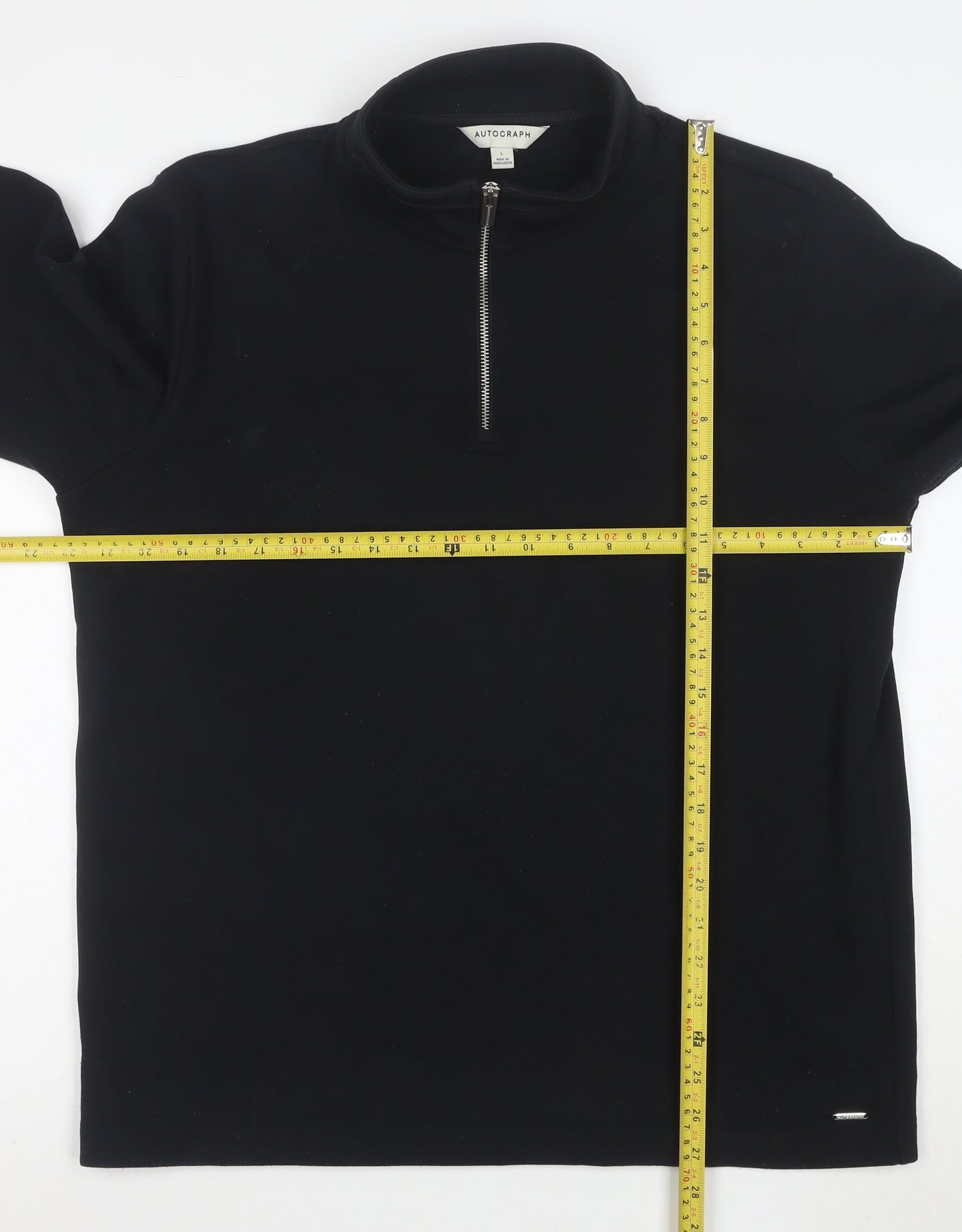 Marks and Spencer Autograph Men's Black L 1/2 Zip Fleece Sweatshirt