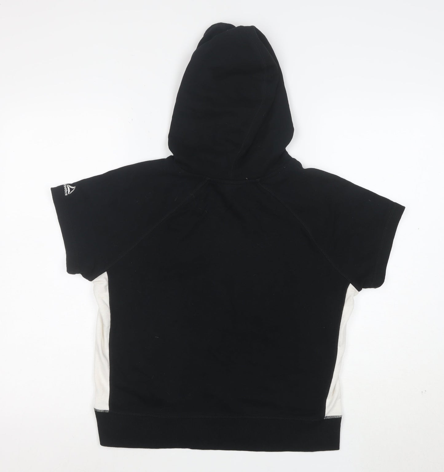 Reebok Womens Black Short Sleeve Hooded Pullover Hoodie Size M