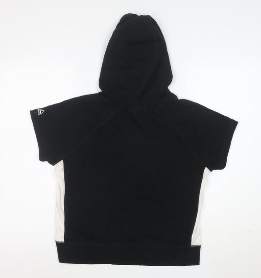 Reebok Womens Black Short Sleeve Hooded Pullover Hoodie Size M