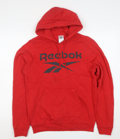Reebok Men's Red Pullover Hoodie Small Logo Sports Fleece