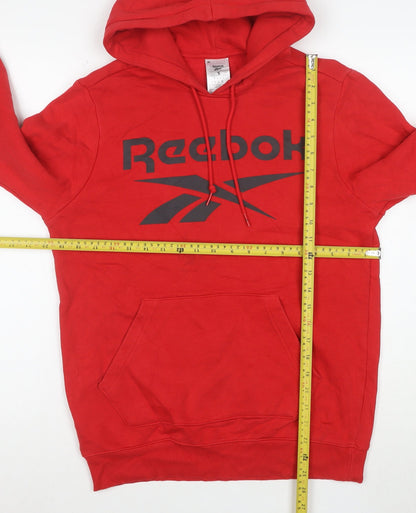 Reebok Men's Red Pullover Hoodie Small Logo Sports Fleece