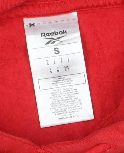 Reebok Men's Red Pullover Hoodie Small Logo Sports Fleece