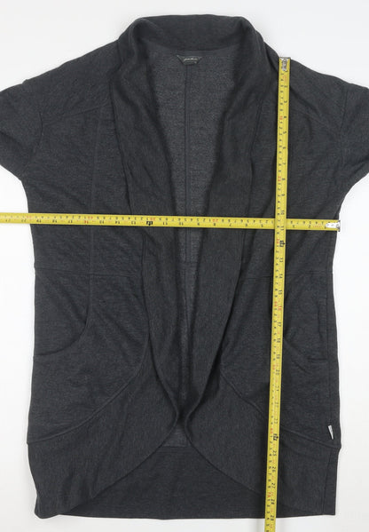 Eddie Bauer Women Grey M Open Front Long Sleeve Cotton Blend Coatigan