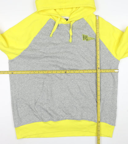 Hurley Men's XL Grey & Yellow Pullover Hoodie with Logo